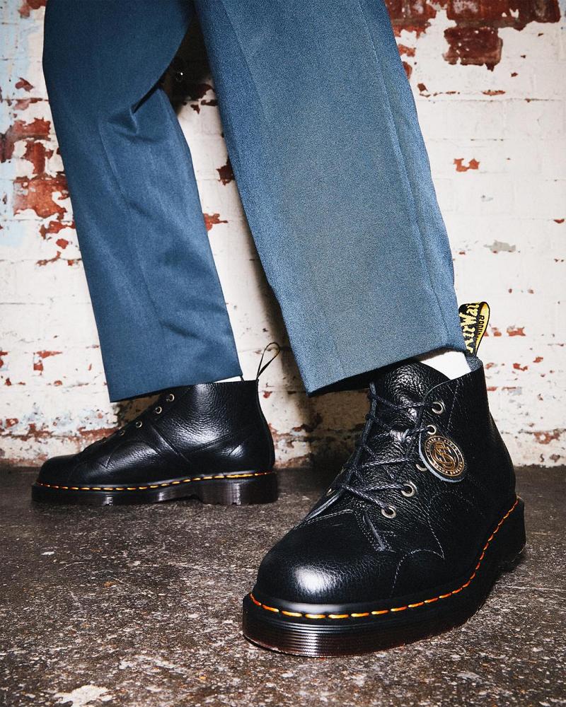 Dr Martens Church Buckingham Lær Monkey Boots Dame Svarte | Norge 554TCE